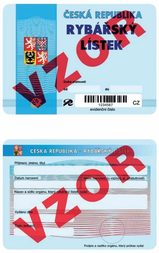 rybářský lístek 2024 - vzor